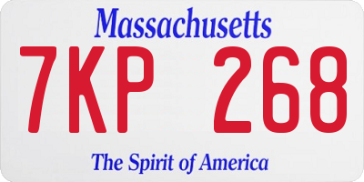 MA license plate 7KP268