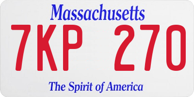 MA license plate 7KP270