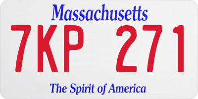 MA license plate 7KP271