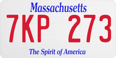 MA license plate 7KP273