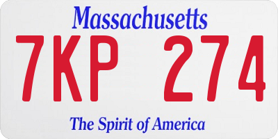 MA license plate 7KP274
