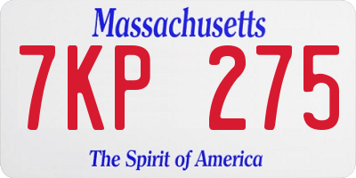 MA license plate 7KP275