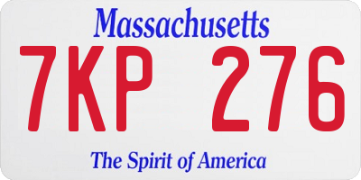 MA license plate 7KP276