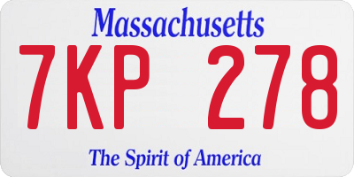 MA license plate 7KP278