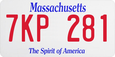MA license plate 7KP281