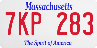 MA license plate 7KP283