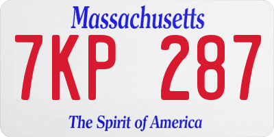 MA license plate 7KP287
