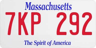 MA license plate 7KP292