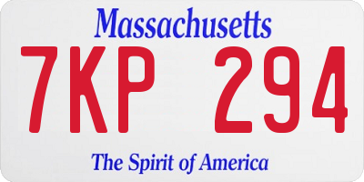 MA license plate 7KP294