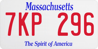 MA license plate 7KP296