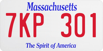 MA license plate 7KP301