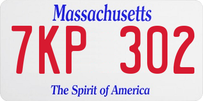 MA license plate 7KP302