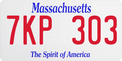 MA license plate 7KP303