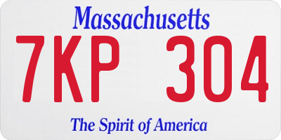 MA license plate 7KP304