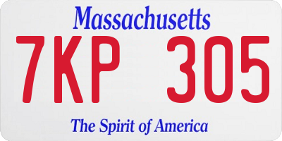 MA license plate 7KP305