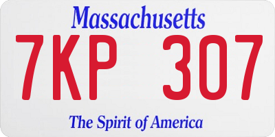 MA license plate 7KP307