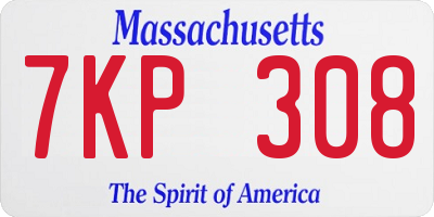 MA license plate 7KP308