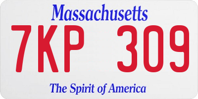 MA license plate 7KP309