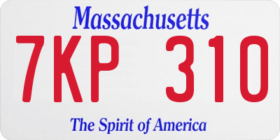 MA license plate 7KP310