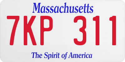 MA license plate 7KP311