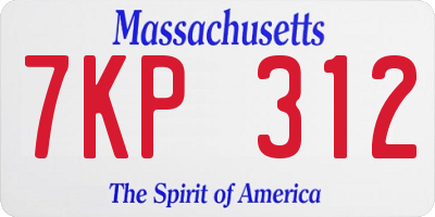 MA license plate 7KP312