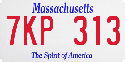 MA license plate 7KP313