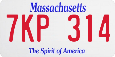 MA license plate 7KP314