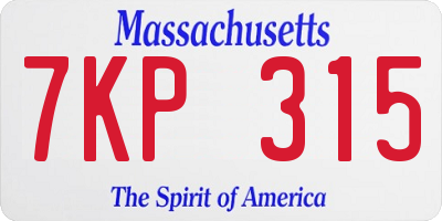 MA license plate 7KP315