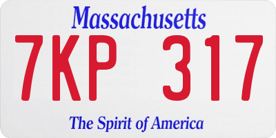 MA license plate 7KP317