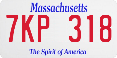 MA license plate 7KP318