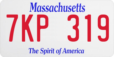 MA license plate 7KP319
