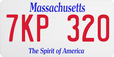 MA license plate 7KP320