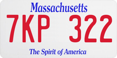 MA license plate 7KP322
