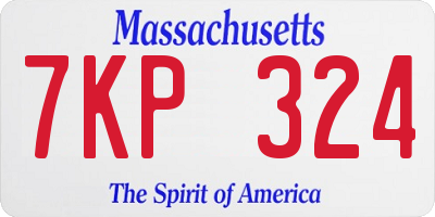 MA license plate 7KP324
