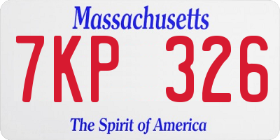 MA license plate 7KP326