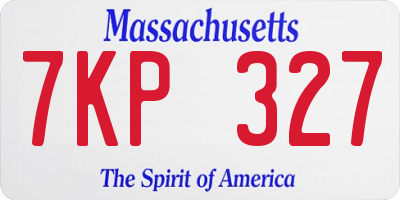 MA license plate 7KP327