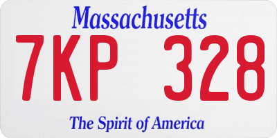 MA license plate 7KP328