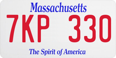 MA license plate 7KP330
