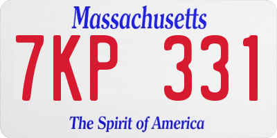 MA license plate 7KP331