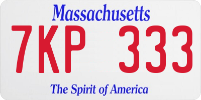 MA license plate 7KP333
