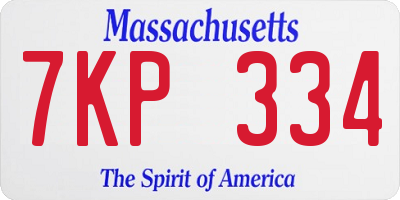 MA license plate 7KP334