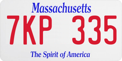 MA license plate 7KP335