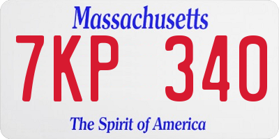 MA license plate 7KP340
