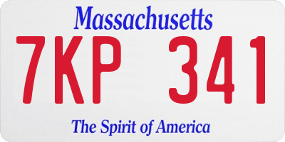 MA license plate 7KP341