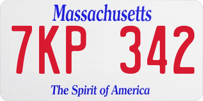 MA license plate 7KP342