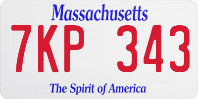 MA license plate 7KP343
