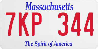 MA license plate 7KP344