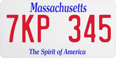 MA license plate 7KP345