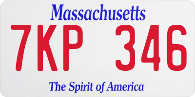 MA license plate 7KP346