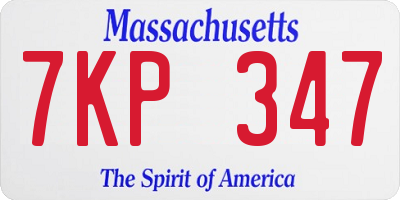 MA license plate 7KP347